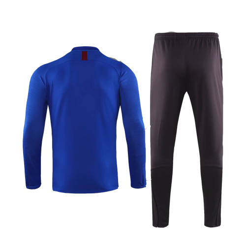 2019-20 Barcelona Blue Zipper Sweat Shirt Kit - Click Image to Close